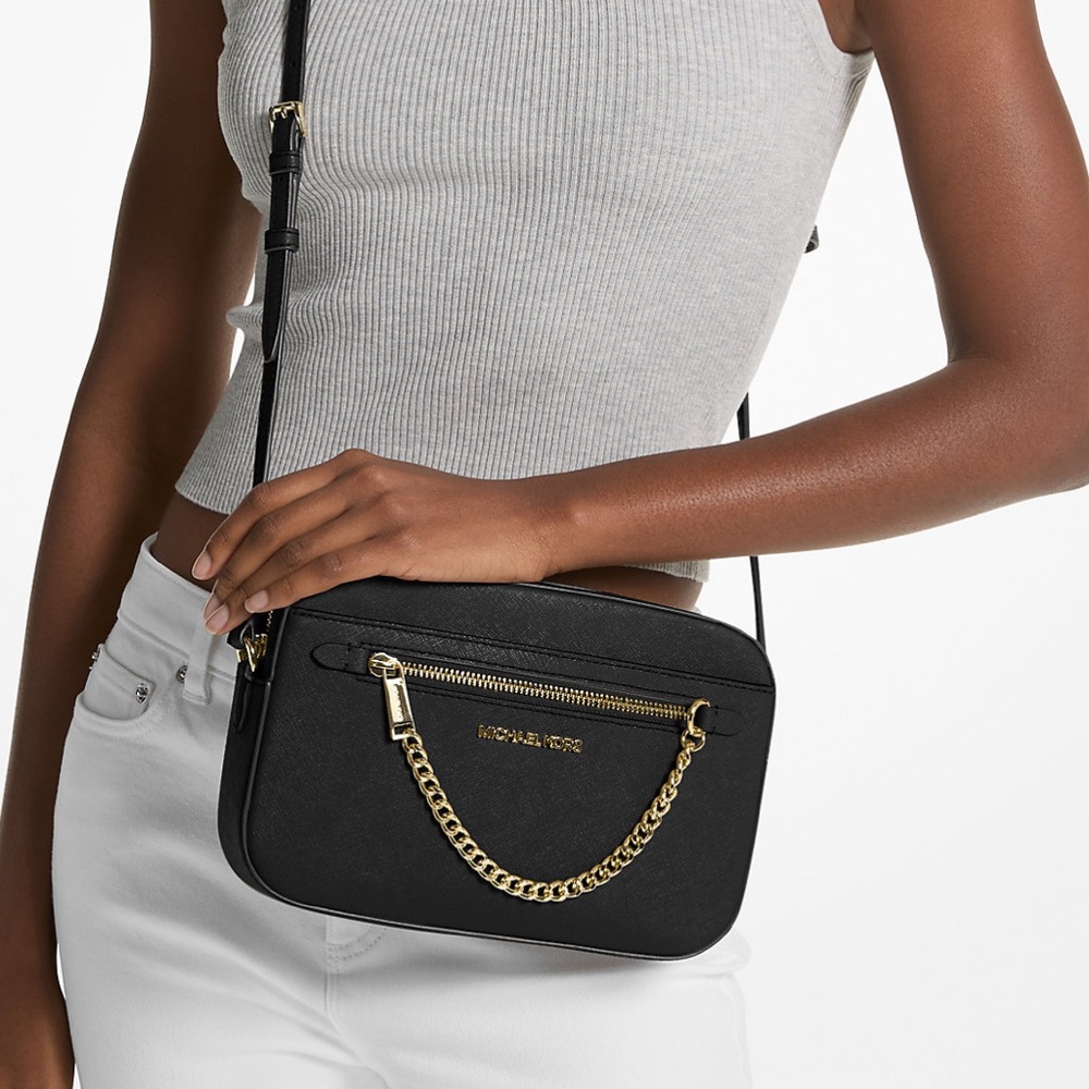 Michael Kors Black Crossbody Bag with Gold Chain